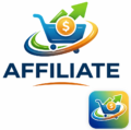 Affiliate Marketing Logo with Shopping Cart, Dollar Coin and Growth Arrow