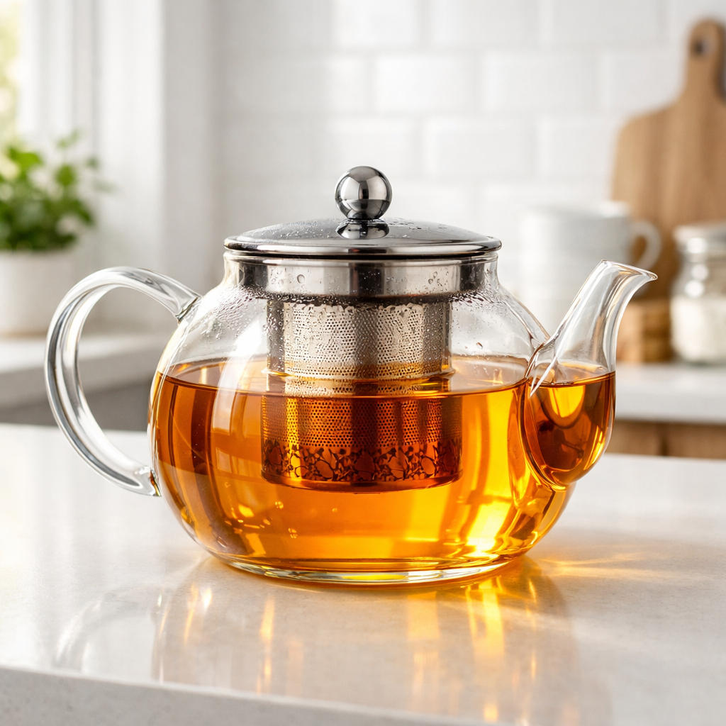 Glass Tea Pot for Gas Stove with Stainless Steel Infuser