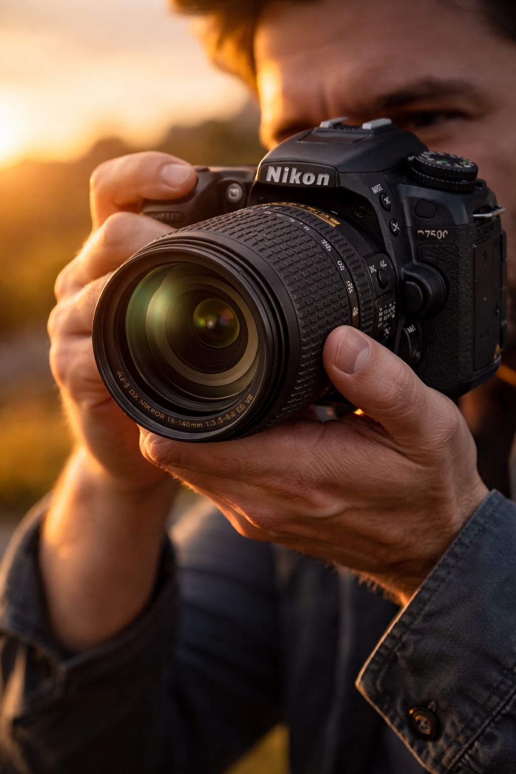 Photographer using Nikon D7500 outdoors