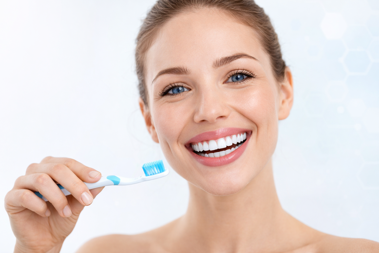 Healthy smiling person with bright white teeth showing good dental hygiene