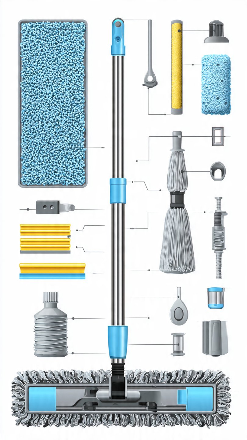 sponge mop features self wringing handle
