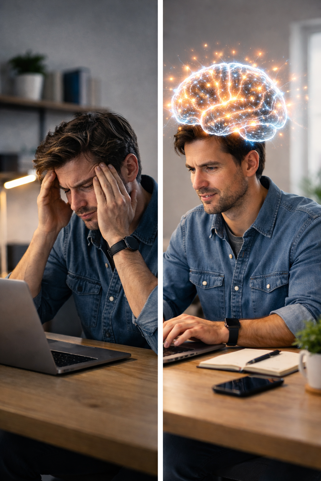 From Stress to Focus – Productivity Transformation Concept