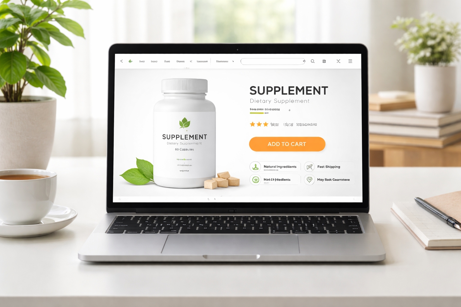 Stop Pee Leaks Naturally – My Honest Review 4 Online Shopping for Supplements – Laptop Product Page Concept