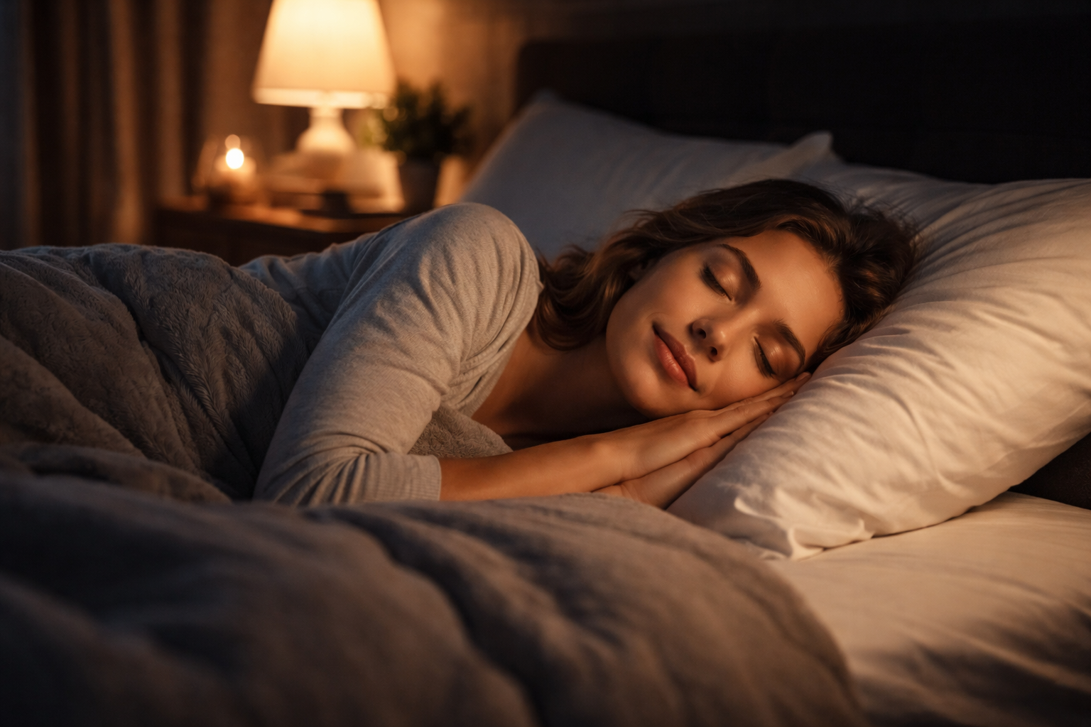 Peaceful Deep Sleep in Cozy Bedroom – Relaxed Night Rest Concept